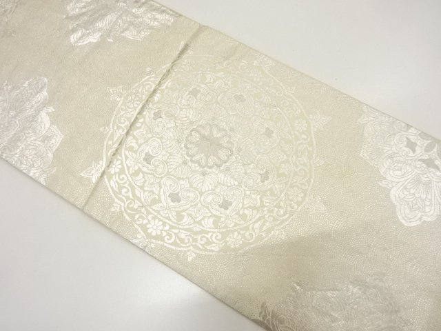 JAPANESE KIMONO / ANTIQUE FLORAL PATTERN WOVEN FUKURO OBI (MATERIALS)